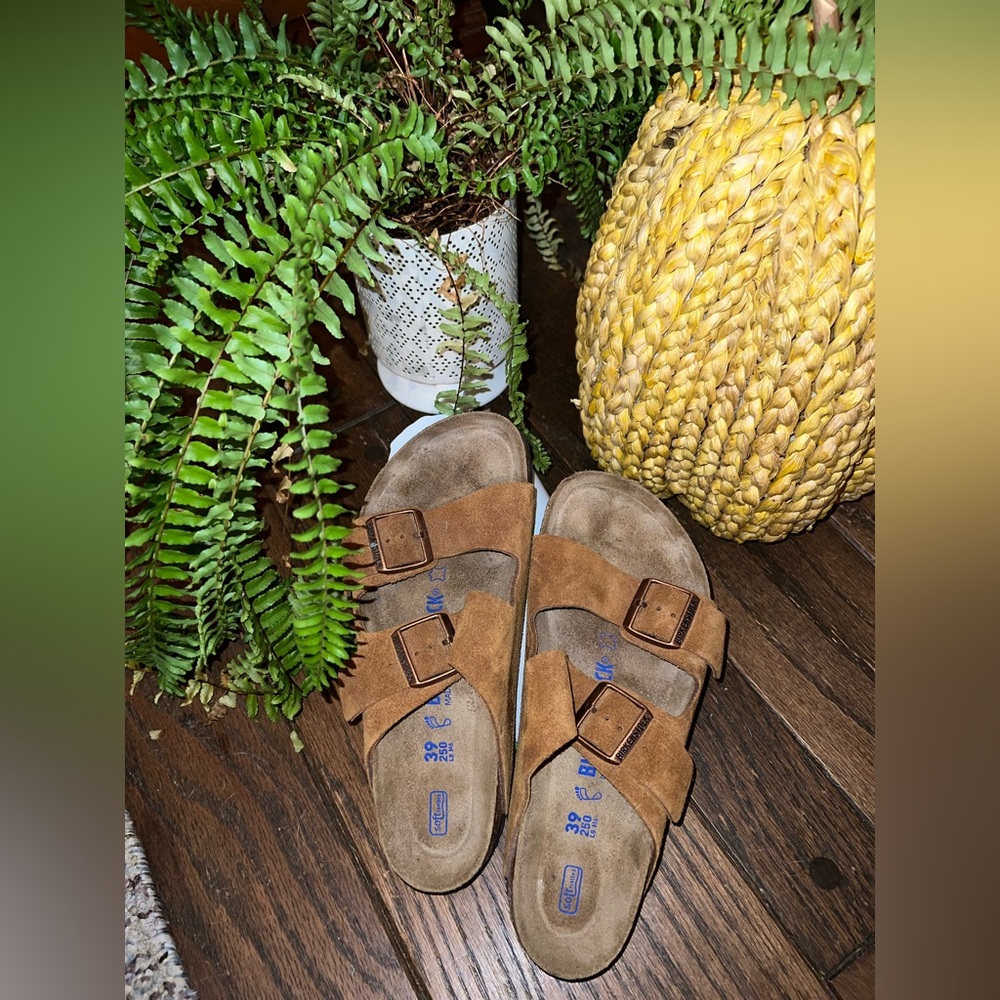 Birkenstock Tan Suede Slip-On Sandals